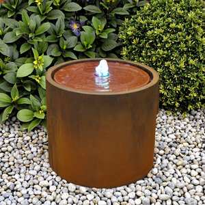 Petite <span class=keywords><strong>fontaine</strong></span> d'eau ronde en acier corten rouillé <span class=keywords><strong>avec</strong></span> éclairage, pour décoration intérieure/extérieure, <span class=keywords><strong>jardin</strong></span>, table ou cour - Product Image 5
