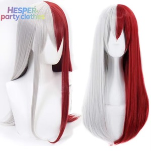 Perruque de cosplay HESPER Anime rouge et argentée pour Halloween, cheveux longs et raides, accessoires de costume colorés, costume de clown pour jeu de rôle - Product Image 1