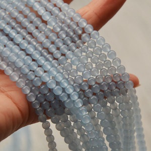 Perles rondes en calcédoine naturelle, perles en pierre pour la fabrication de bracelets, accessoires de bijoux DIY - Product Image 4