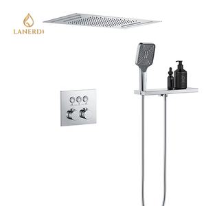 دش مخفي <span class=keywords><strong>UPC</strong></span> عالي الجودة صنبور ترموستاتي نحاسي مثبت في السقف طقم دش مطري حمام برأس دش شلال - Product Image 3