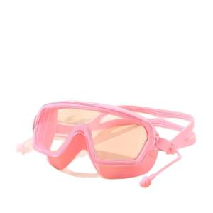 Swimming Goggles Pink <b>Large</b> <b>Frame</b> Anti Fog Waterproof Adult Protective Goggles With Earplugs - Product Image 1