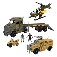 Véhicule de défilé militaire avec motos et hélicoptère, 2 unités de forces spéciales, ensemble de jeu d'armes pour garçon