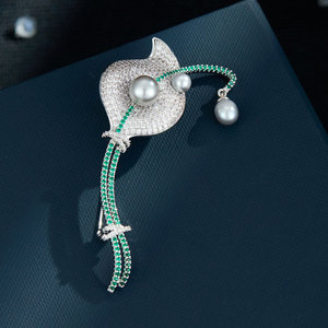 Calla Lily Brooch Micro Set Zircon Freshwater Pearls Women's Party Corsage - Product Image 1
