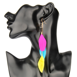 <span class=keywords><strong>Orecchini</strong></span> Lunghi Trendy in Stile Hip-Hop con Charm in Lega e Piume per Donne, Design Bohémien Fluido e Delicato, Vendita Transfrontaliera - Product Image 5