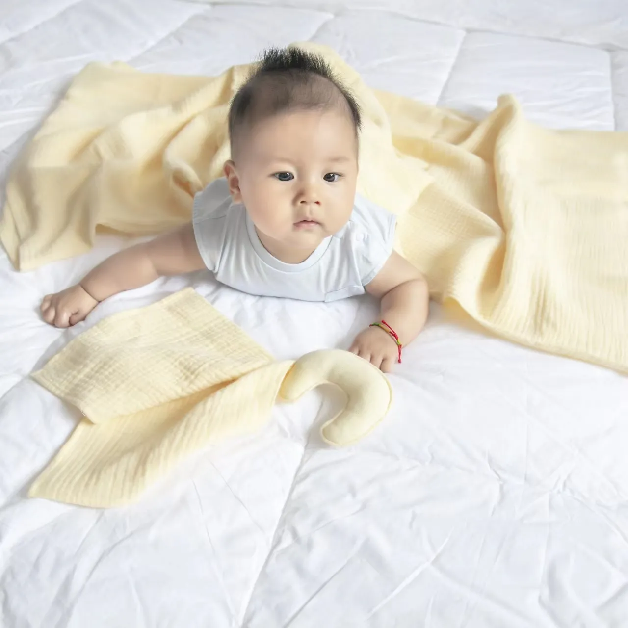 Factory Recommednd Organic Cotton Towel Customize Soft Baby Bath Eco-friendly Plain 2 Layers Cotton Gauze Kids Bath Towel