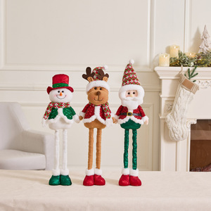 LINGKAI Retractable Leg Christmas Standing <b>Doll</b> Santa Snowman Reindeer Plush Figure for Fireplace Table Xmas Home Decor - Product Image 3