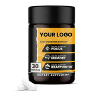 Capsules Nootropiques OEM Marque Blanche pour la Concentration et la Mémoire Alpha GPC Bacopa L-Théanine Huperzine Rhodiola Rosea Soutien Cognitif Végétalien