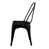 YUJUN meubles chaises de salle à manger en métal ensemble de 4 chaises empilables en métal noir café côté chaises de patio pieds en caoutchouc élégant