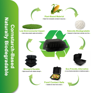 Contenedor <span class=keywords><strong>de</strong></span> Alimentos <span class=keywords><strong>de</strong></span> Almidón <span class=keywords><strong>de</strong></span> Maíz con 3 Compartimentos |   Caja Biodegradable Desechable para Comida para Llevar - Product Image 2