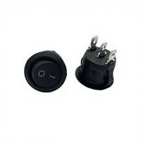 Sakelar Rocker Tipe Perahu Bulat, Lubang Kecil 20mm, Tombol Hitam, 6A 250V, Aksi ON-OFF