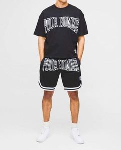 Conjunto Deportivo Informal de 2 Piezas, Pantalones Cortos de Baloncesto Holgados y Transpirables con Estampado Veraniego, Color Negro - Product Image 4