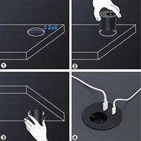 Tomacorriente Redondo Inteligente de 3 Pulgadas para Escritorio de Oficina Industrial, con Puerto USB, Oculto en la Superficie, con Enchufe Europeo