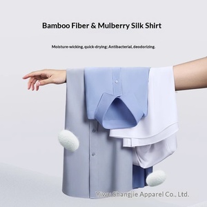 Chemise <span class=keywords><strong>Homme</strong></span> Professionnelle Décontractée à Manches Courtes en Soie de Mûrier et Fibre de Bambou Personnalisable pour l'Été, Sans Repassage, Tissu Lisse - Product Image 3