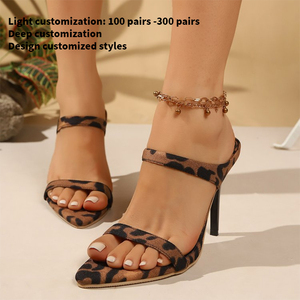 Nouvelles Sandales Sexy à Talons Hauts pour <span class=keywords><strong>Femme</strong></span>, Bout Pointu, Imprimé Léopard, Double Bride, Talon Fin <span class=keywords><strong>en</strong></span> S de 10,3 cm, Modèle MuY1039 - Product Image 5