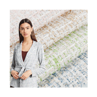 Nouveau tissu bouclé en polyester italien de luxe rose et bleu brillant pour vêtements, manteaux et sacs