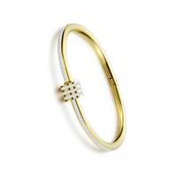 Bracelet de fête pour femme en acier inoxydable plaqué or 18 carats, motif géométrique diamanté, design taille fine et tendance