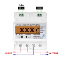 Medidor de Energía Inteligente WiFi Tuya DDS6619-047, Monofásico, 2 Cables, Corriente 5(100)A, 230V 50Hz, Multifunción, 8 Pantallas de Datos
