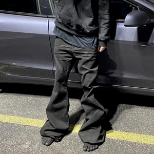 <span class=keywords><strong>Jeans</strong></span> da <span class=keywords><strong>Uomo</strong></span> Stile RICK Hip Hop Estivi, Gamba Larga e Svasata, Denim Nero alla Moda - Product Image 4