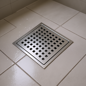 Desagüe de Ducha Cuadrado Moderno de 6 Pulgadas, Acero Inoxidable, Electrochapado, Pulido, Conexión Roscada, Uso en Hoteles - Product Image 2