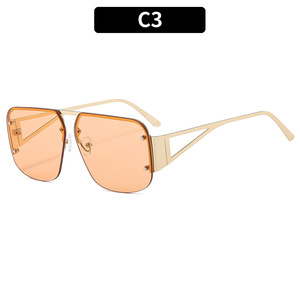 90226 cao cấp kết cấu kim loại NỬA KHUNG Kính mát Châu Âu và mỹ nam giới và phụ nữ Kem chống nắng xu hướng Kính mát - Product Image 5