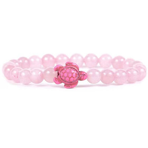 Braccialetto Trendy all'Ingrosso dalla Cina con Perline in Pietra Naturale da 8MM, <span class=keywords><strong>Bracciale</strong></span> Elastico Regolabile in Turchese per Yoga e Guarigione con <span class=keywords><strong>Tartaruga</strong></span> Marina Blu - Product Image 6