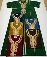 CCY 2026 Nuevo Thobe Marroquí con Rayas Bordadas, Qamis Boubou para Hombre, Ropa Musulmana, Ramadán, Koshibo, Túnicas Africanas