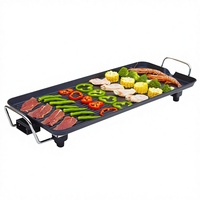 Mixwares Gril Électrique Moderne Antiadhésif Carré Mini BBQ d'Intérieur avec Contrôle de Température Réglable en Acier Inoxydable Effet Flamme