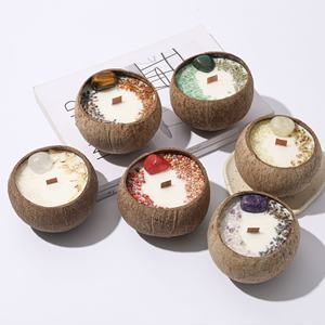 Soya balmumu ahşap fitil kristal kurutulmuş çiçekler ot lüks toptan toplu özel hindistan cevizi kabuğu kase kokulu mumlar - Product Image 2