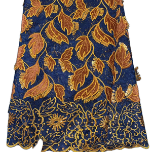 Yüksek Kalite Toptan Kadife Gipür Dantel 5 Yard Afrika Kumaşı Moda ve Lüks Giysiler İçin - Product Image 1