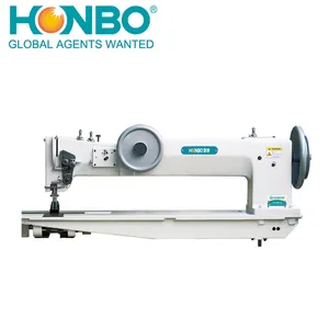 Máquina de coser de punto de bloqueo de brazo largo, HB-28BL30, Individual/doble aguja de alimentación completa, sofá industrial de material grueso