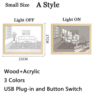 Marcos de Fotos Personalizados con Luz LED, Estilo Europeo, Paisaje, Arte USB, Iluminación, Pintura 3D, Marco de Madera - Product Image 3