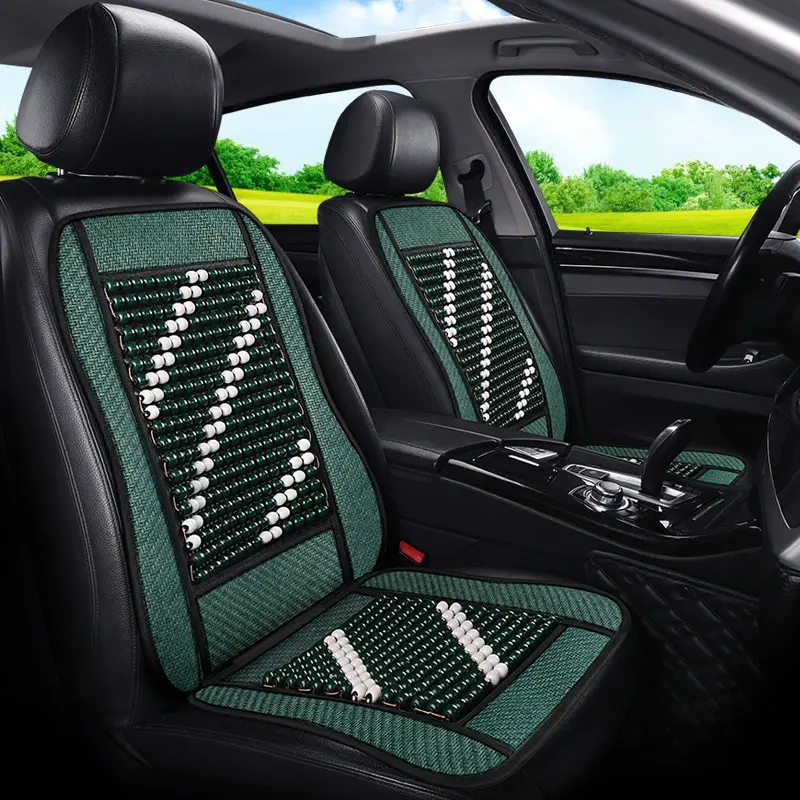 Funda Universal de 5 asientos para asiento de coche, cojín Lumbar, soporte de madera, masaje, Verano