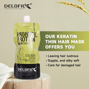 Mascarilla capilar Delofil con colágeno y aceite de argán, tratamiento mágico complejo reparador y suavizante, restauración profesional para cabello seco, dañado y teñido. - Product Image 3