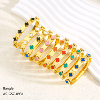 Bracelet élégant en acier inoxydable plaqué or 18 carats avec zircon incrusté en forme de fleur à quatre feuilles, coloré, pour femme, cadeau écologique, ODM OEM
