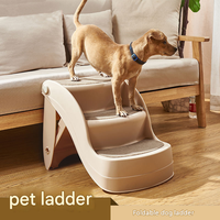 Escalier pliable à 3 niveaux en plastique imprimé pour animaux de compagnie, antidérapant, portable, pour lit haut, canapé, petits chiens et chats seniors