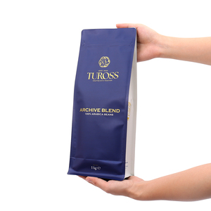 ถุงกาแฟแบบตั้งได้ก้นแบน ผลิตจาก BOPP และอลูมิเนียมฟอยล์ รีไซเคิลได้ พร้อมวาล์วระบายอากาศทางเดียว รับผลิตแบบ OEM/ODM สำหรับของขวัญ  ขั้นต่ำในการสั่งซื้อน้อย - Product Image 2