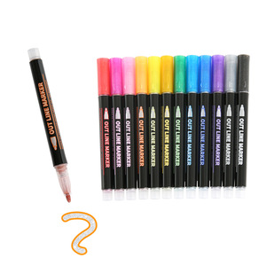 DIY Craft Double Line Outline <b>Pen</b> Metallic Outline Marker <b>Pens</b> Permanent Glitter Paint <b>Pens</b> for Gift Card, Rock <b>Painting</b> - Product Image 1