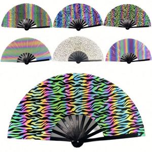 Abanico de Mano Reflectante Grande de 27 cm / 33 cm, Abanico Holográfico UV de Bambú Plegable de Alta Calidad, Abanico para Fiestas - Product Image 3
