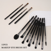 EMF Lot de 15 pinceaux de maquillage de luxe avec sac, marque privée, ensembles complets de pinceaux de maquillage pour maquilleurs professionnels noirs