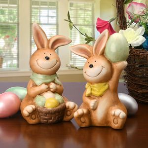 Wholesale Customize ROHS Certified Retro Brown Rabbit Statue Resin Crafts Suitable for Easter Home Courtyard Decoration