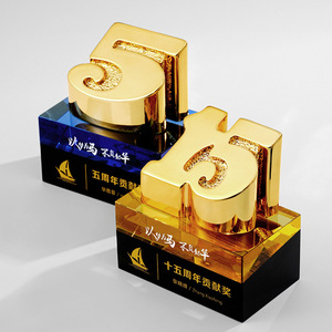 Crystal Anniversary <b>Trophy</b> 5 10 15 20 Years Laser <b>Engraved</b> Digital Printing Business Gift Conference Award Supply - Product Image 3