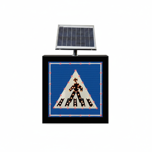 Señal de Cruce Peatonal B-14A con Energía Solar, 650 x 650 x 100 mm, PC, Luz de Advertencia de Tráfico, Pantalla LED, Protección IP65, Poste - Product Image 2
