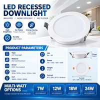 Plafonnier encastré LED 4 pouces à couleur sélectionnable 3CCT, 6W-24W, spots de plafond, éclairage encastré