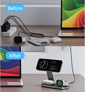 3-in-1 Charging Station,15W Fast Wireless Charger, Portable Magnetic Multi-function, Applicable to IPhone, <strong>Watch</strong> and Headphone - Product Image 6