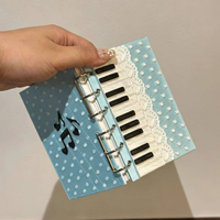 Carnet à anneaux avec design clavier de piano, décorations en dentelle et perles, pour prise de notes, collection de photos et rangement de cartes
