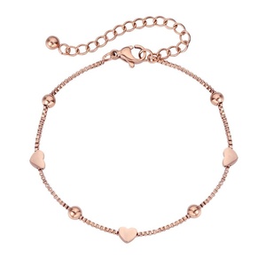 Stainless Steel <b>Love</b> Token Bracelet for Couples Trendy Gold-Plated Heart Pattern Chain Micro Insert Anniversary Gift - Product Image 5