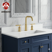 Robinet de lavabo mural monotrou en or brossé anti-traces de doigts avec cartouche en céramique et poignée unique pour salle de bain et chambre