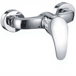Robinet de <span class=keywords><strong>douche</strong></span> mural OUDU contemporain à poignée unique, finition laiton poli chromé, avec pommeau de <span class=keywords><strong>douche</strong></span> ovale en céramique à débit contrôlé - Product Image 1