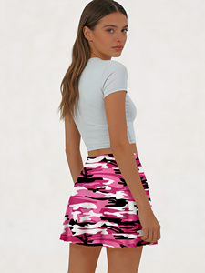 กระโปรงมินิเอวธรรมชาติลายพรางสำหรับผู้หญิง-ทรงเอไลน์ยืดหยุ่นได้ ผ้าใยนมยืดหยุ่นสูง สวมใส่สบาย - Product Image 4