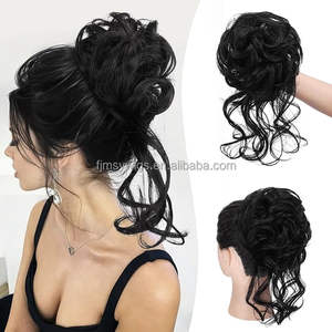 Fibre synthétique de qualité supérieure longue queue perruque bouclés ondulés cheveux chignon Extensions Offre Spéciale désordonné chouchous femmes bande élastique - Product Image 1